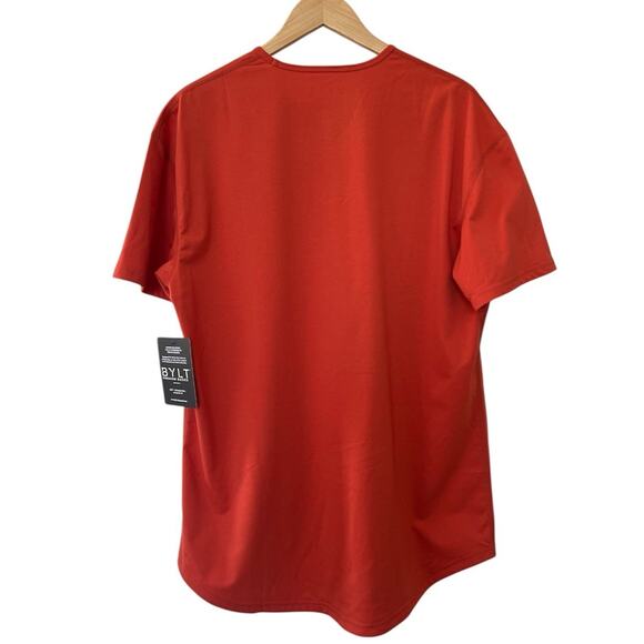NWT BYLT T-Shirt Men XL Orange Drop Cut Short Sleeve Athletic Fit Workout Casual - Picture 2 of 8